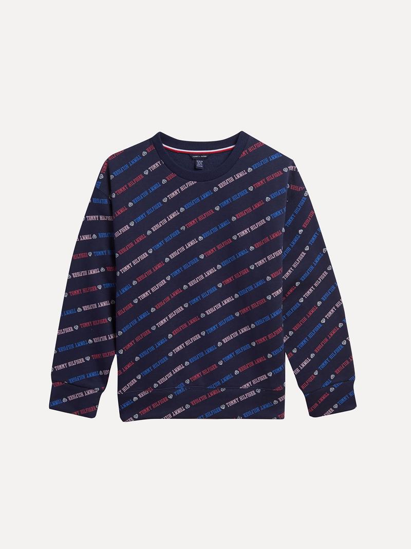 Lány Tommy Hilfiger Little Logo Pulóverek Sötétkék | HU 1886HAP